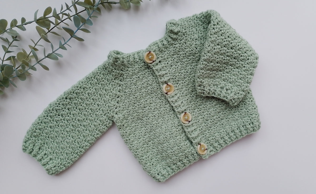 Soft Green Crochet Cardigan - Babies and Toddlers - Made to Order