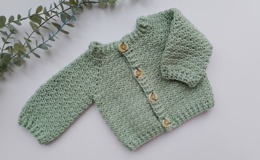 Soft Green Crochet Cardigan - Babies and Toddlers - Made to Order