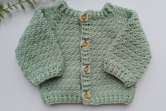 Soft Green Crochet Cardigan - Babies and Toddlers - Made to Order