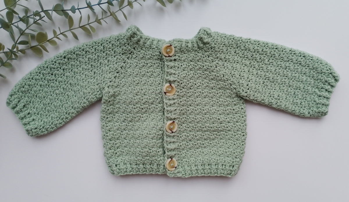Soft Green Crochet Cardigan - Babies and Toddlers - Made to Order